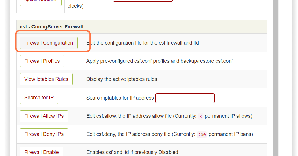 Chọn firewall configuaration