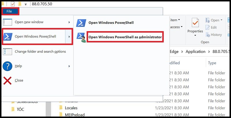 Mở PowerShell hoặc CMD tại thư mục Installer