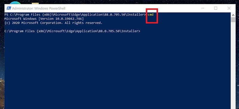Nhập cmd trong thư mục Installer
